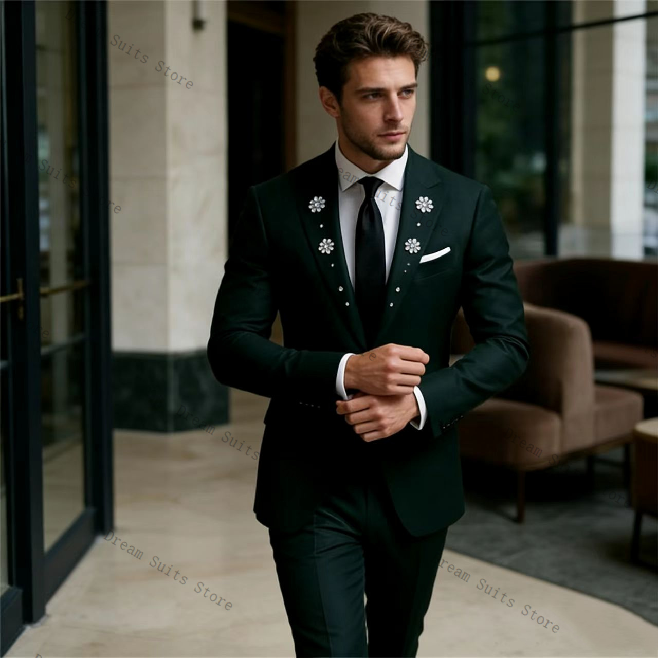 Men Formal Wear Green - Conjunto de Terno Masculino Crystals 2
