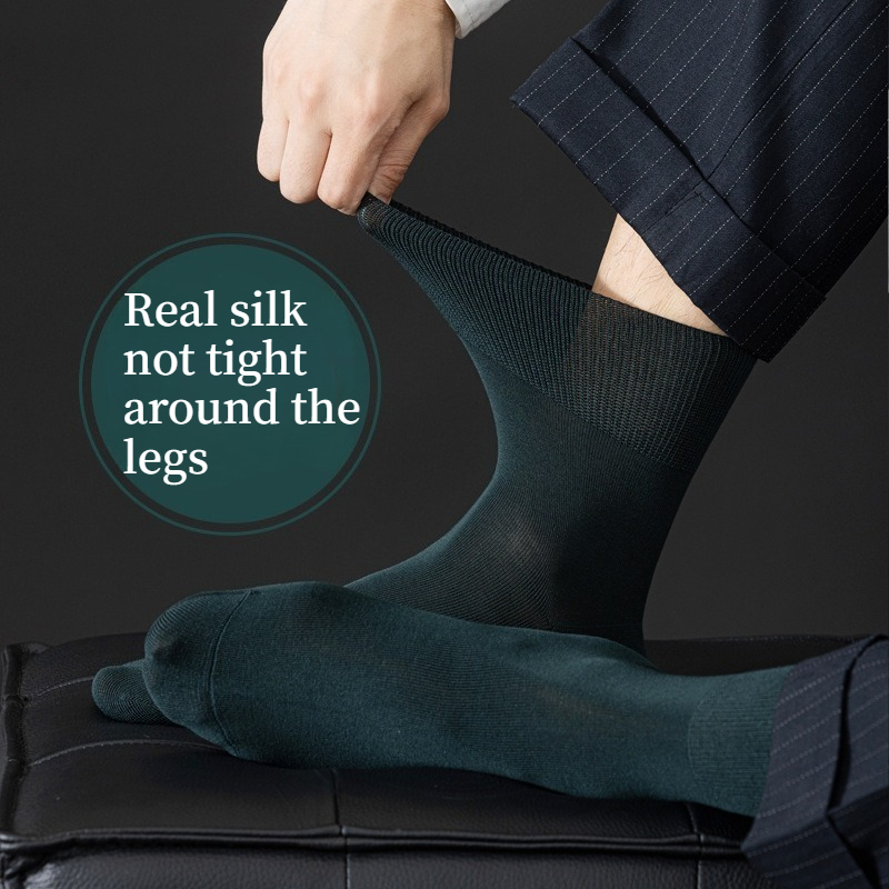 Men Formal Wear Green - Meias de Seda Real para Homens,