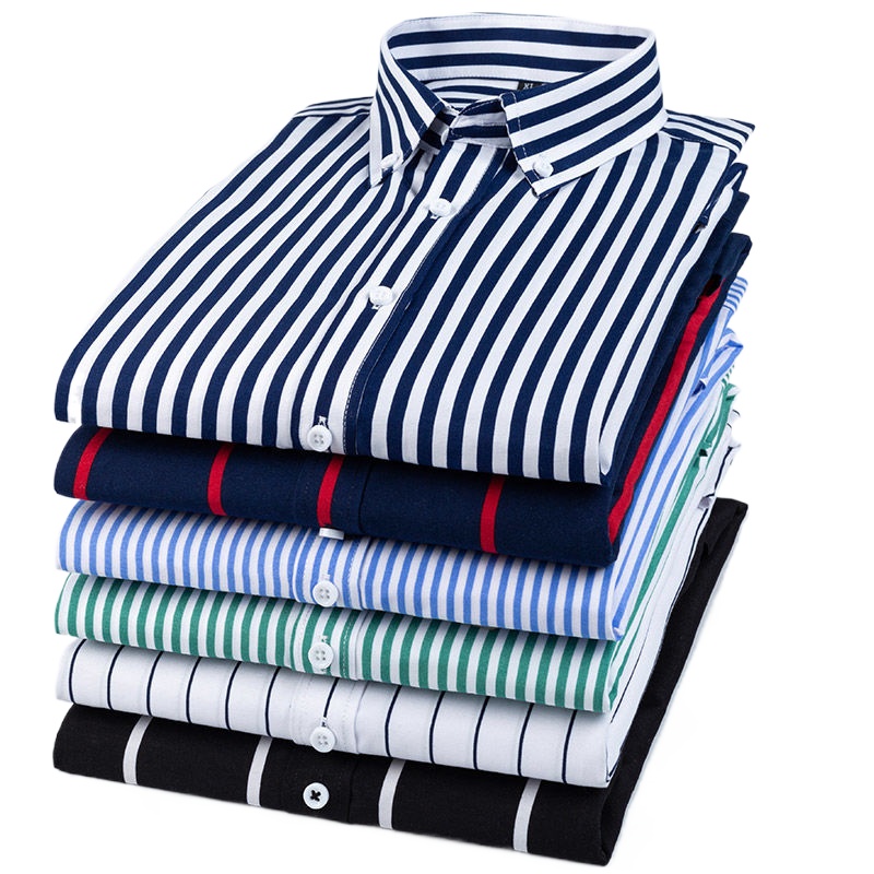 Men Formal Wear Brands - Nova camisa masculina listrada com manga