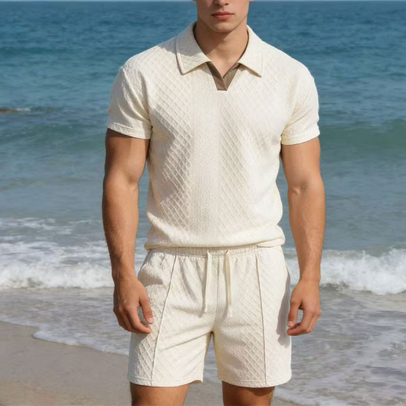 Slim Fit Suit Set - Conjunto Masculino Verão 2026: Camisa Polo