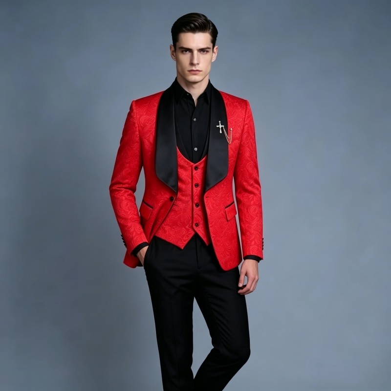 Terno Slim Fit de Três Peças e - Men Formal Wear Pink avaliação e preço