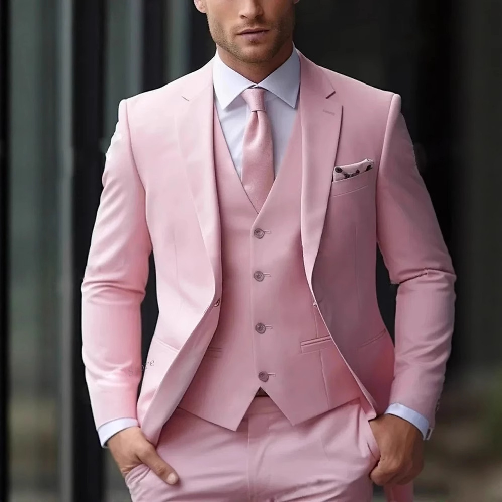 Conjunto de 3 Peças: Ternos Fo - Men Formal Wear Pink avaliação e preço