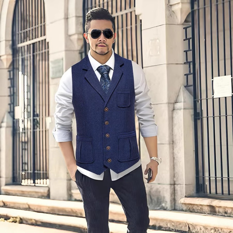 Colete Masculino de Tweed Espi - Men'S Formal Wear No Suit avaliação e preço