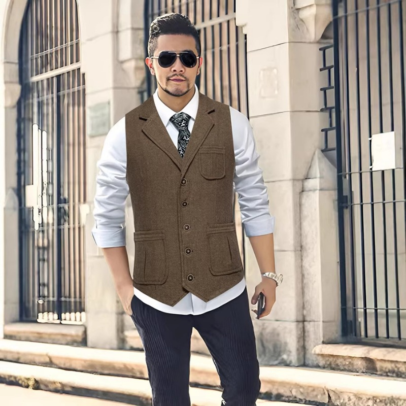 Colete Masculino de Tweed Espi - Men'S Formal Wear No Suit avaliação e preço